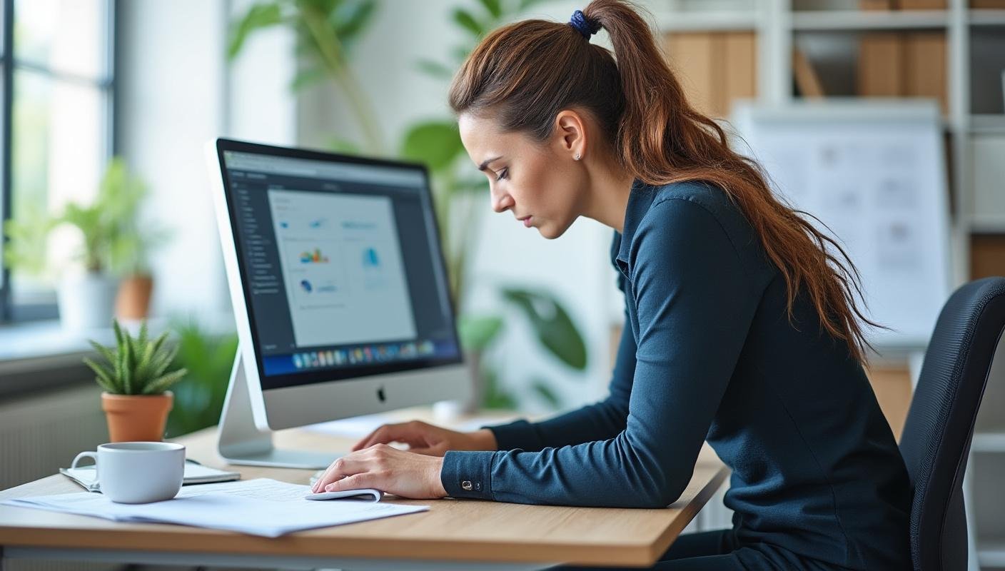 woman tired at the desk