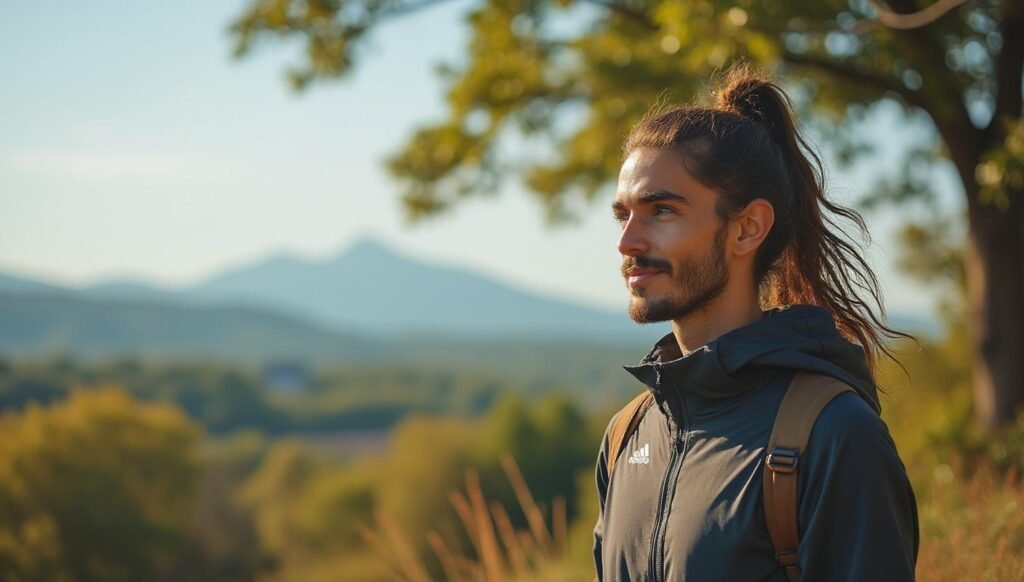man in sport outfit looking at the sunset